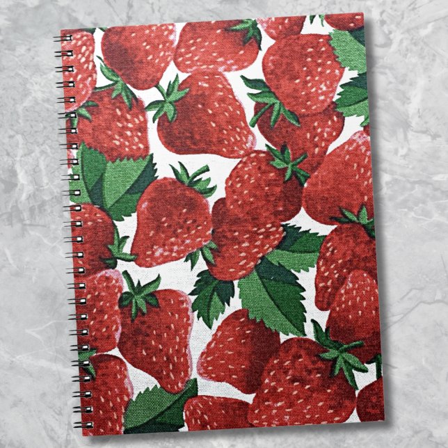 Red Strawberry Mönster Anteckningsbok Med Spiral (Red Strawberry Pattern notebook)