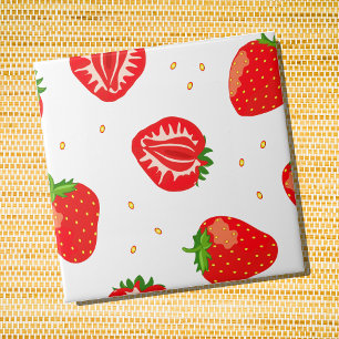 Red Strawberry Mönster Kakelplatta