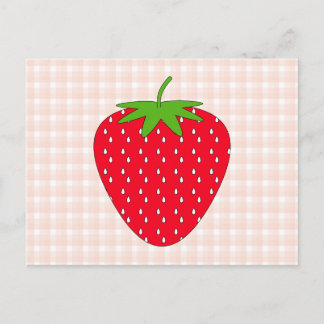 Red Strawberry on Gingham Check. Vykort