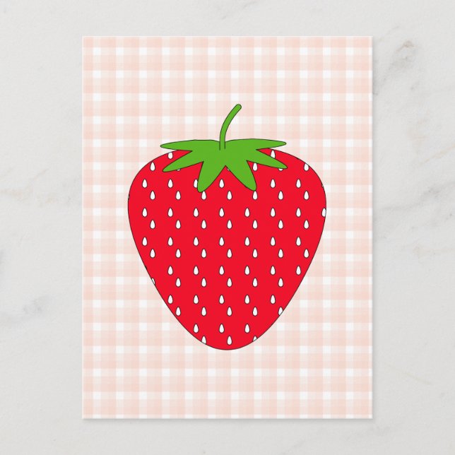 Red Strawberry on Gingham Check. Vykort (Framsida)