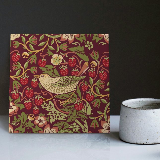 Red Strawberry Thief William Morris Backsplash Kakelplatta (Skapare uppladdad)