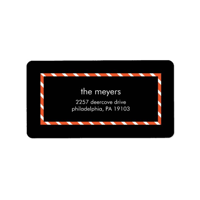Red Streck Black Modern Festive Family Julafton Adressetikett (Framsidan)