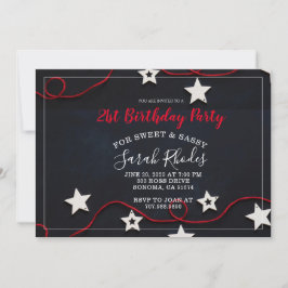 Red String & Stars Sweet Sassy 21:a födelsedagen Inbjudningar