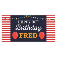 Red Stripe Balloge Large Birthday Banner