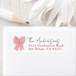 Red Stripe Bow Ribbon Return Address Returadress Etikett