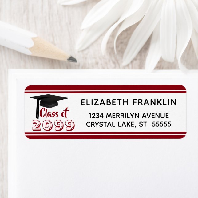 Red Stripe-klass 20XX | Redigerbart Färg Returadress Etikett (Insitu)