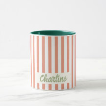 Red Stripe Pastel Retro Customized namn Mugg