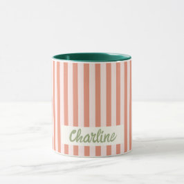 Red Stripe Pastel Retro Customized namn Mugg