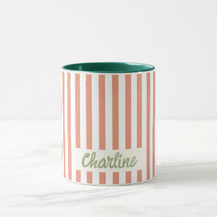Red Stripe Pastel Retro Customized namn Mugg