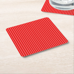 Red Stripe Underlägg Papper Kvadrat