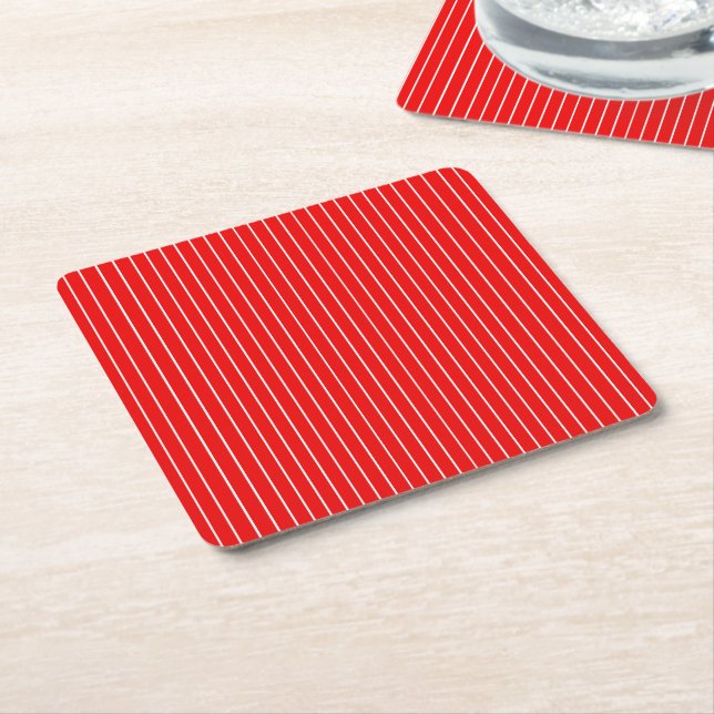 Red Stripe Underlägg Papper Kvadrat (Vinklad)