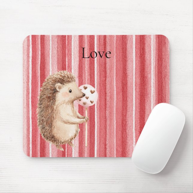 Red Stripes Hedgehog Hearts Balloon Musmatta (Med mus)