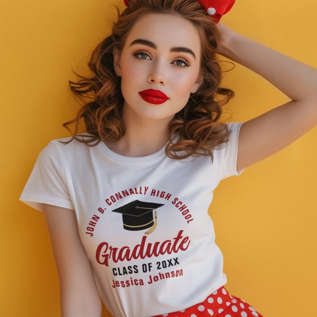 Red Student Anpassningsbar 2025 Studenten Kvinnors T Shirt (Skapare uppladdad)
