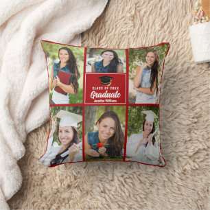 Red Student Photo Collage Anpassningsbar Studenten Kudde