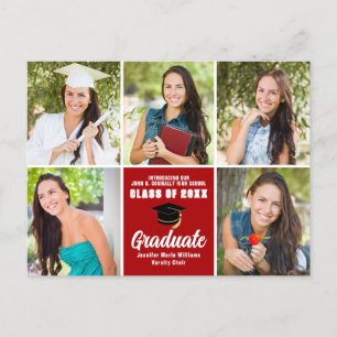 Red Student Photo Collage Modern Studenten Vykort