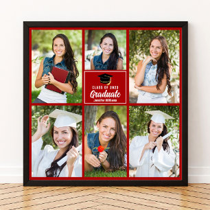 Red Student Photo Collage Studenten Square Poster