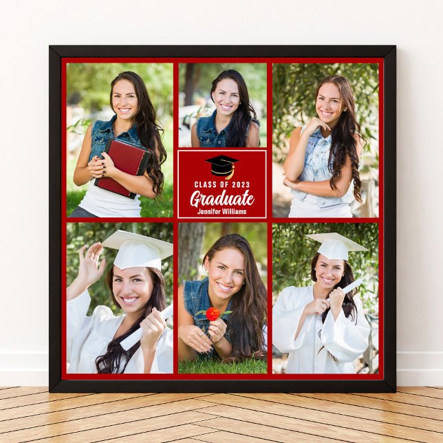 Red Student Photo Collage Studenten Square Poster (Skapare uppladdad)