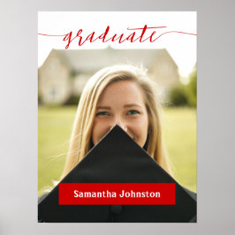 Red Student Script Modern Photo Poster