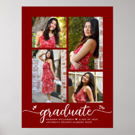 Red Studenten 4 Photo Script Hearts Modern Girly Poster
