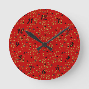 Red Studenten Confetti Clock Rund Klocka