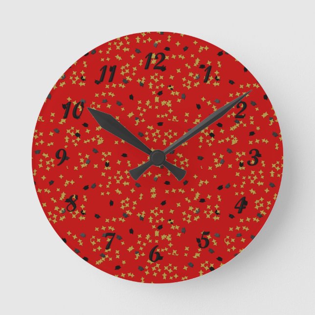 Red Studenten Confetti Clock Rund Klocka (Framsida)