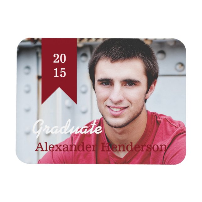 Red Studenten Photo Announcement Magnet (Horisontell)