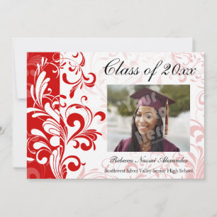 Red Stunning Swirl Photo Studenten annons Inbjudningar