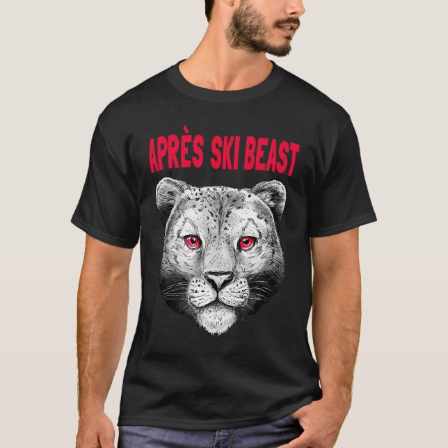Red Style Apres Ski Snow Leopard T Shirt (Framsida)
