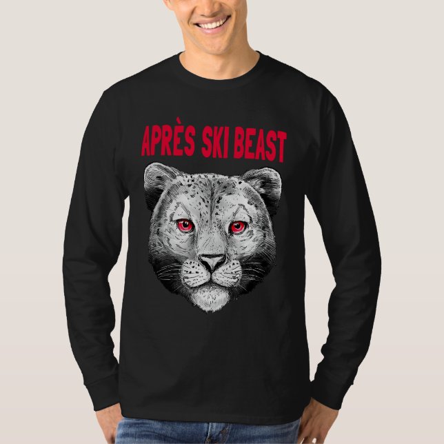 Red Style Apres Ski Snow Leopard T Shirt (Framsida)