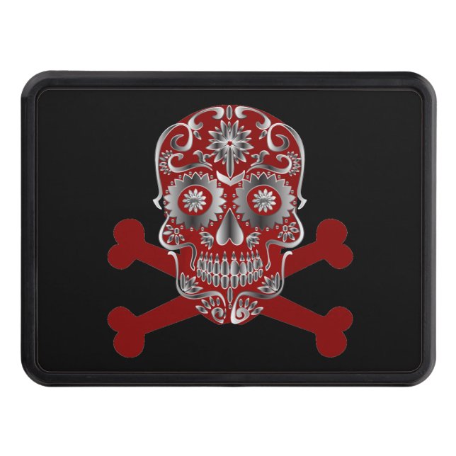 Red Sugar Skull Day of the dead Skull Crossbone Dragkroksskydd (Framsidan)