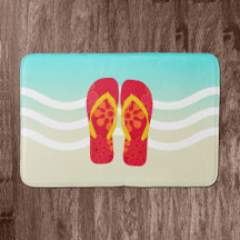 Red Summer Beach Flinflip flops Bath Mat