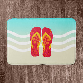 Red Summer Beach Flinflip flops Bath Mat Badrumsmatta