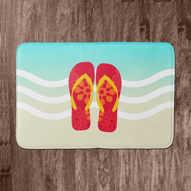 Red Summer Beach Flinflip flops Bath Mat Badrumsmatta (Skapare uppladdad)
