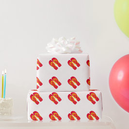 Red Summer Beach Party Flinflip flops Wrapping Pap Presentpapper