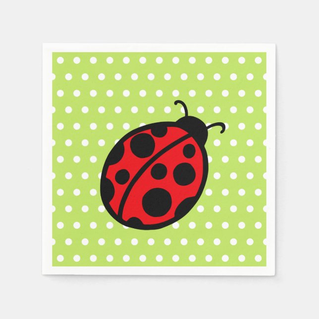 Red Summer Ladybug Picnic Party Napkins Pappersservett (Framsidan)
