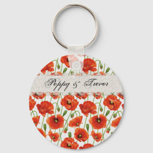 Red Summer Poppy Nyckelring