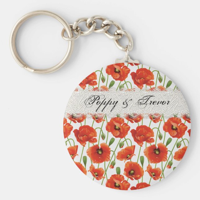 Red Summer Poppy Nyckelring (Framsidan)
