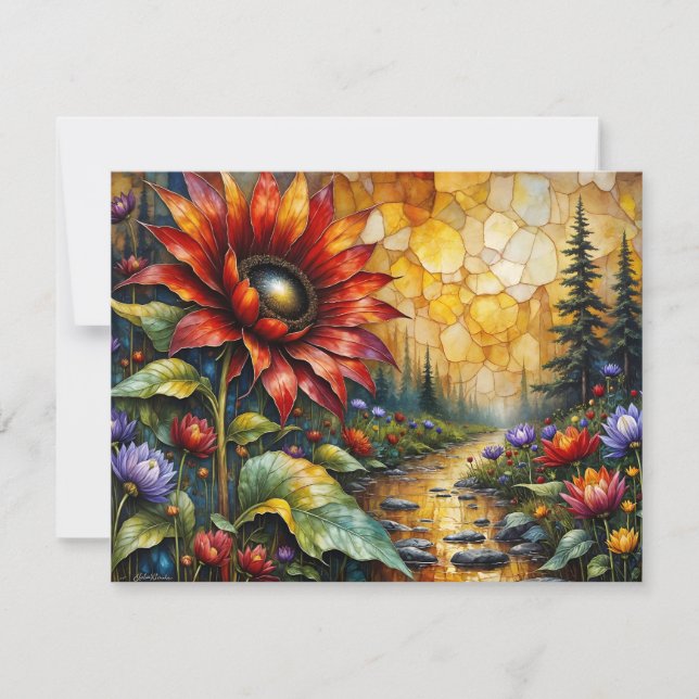 Red Sunflower in valley by stream (Framsida)
