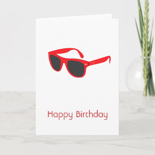 Red Sunglasses Grattis på födelsedagen Card Kort (Framsida)