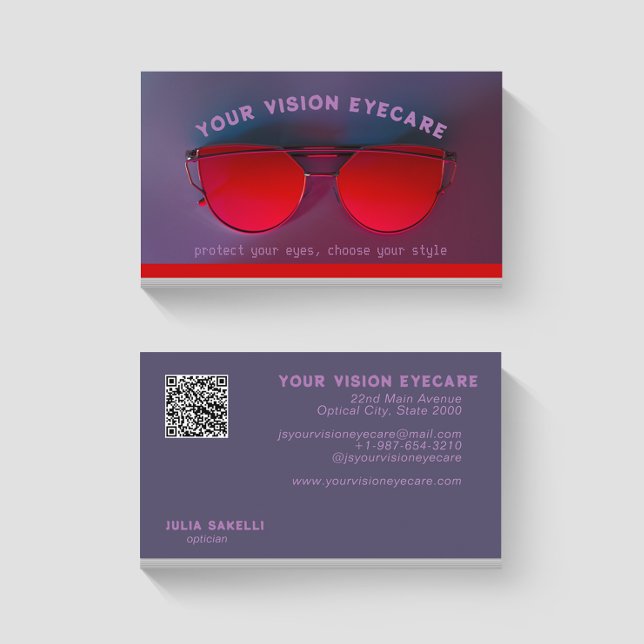 Red Sunglasses Optician Affärskort Visitkort (Skapare uppladdad)