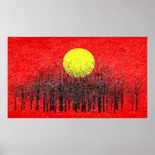 Red Sunset Abstrakt Painting #3 Poster