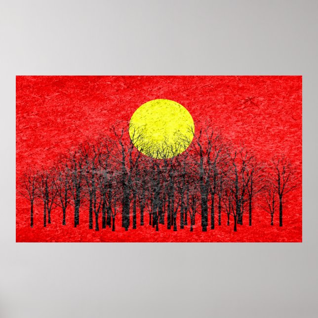Red Sunset Abstrakt Painting #3 Poster (Framsidan)