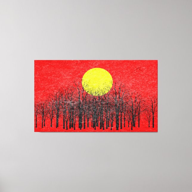 Red Sunset Abstrakt Painting #4 Canvastryck (Framsida)