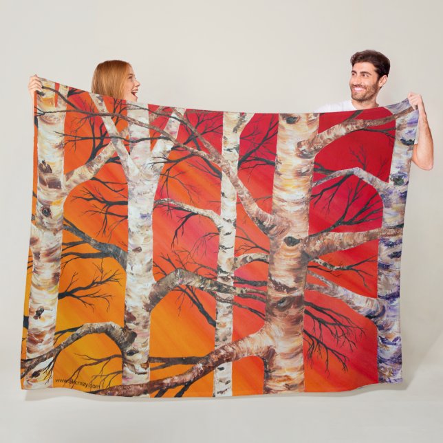 Red Sunset Birch Fleece Blanket (På plats)