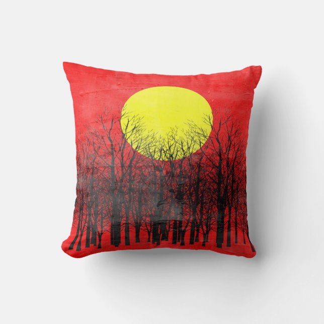 Red Sunset | Måla Abstrakt Kudde (Framsida)