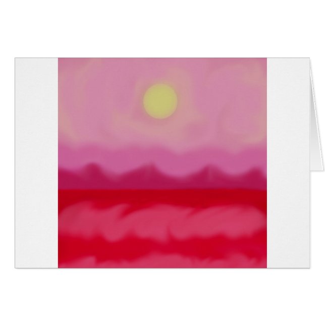 Red Sunset Ocean Hälsningskort (Framsidan Horizontal)