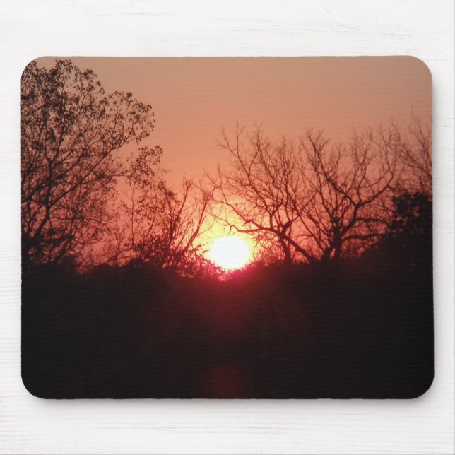 Red Sunset Silhouette Mouse Pad Musmatta (Framsidan)