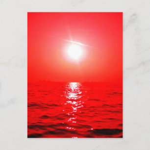 Red Sunset Sjölandskap Vykort