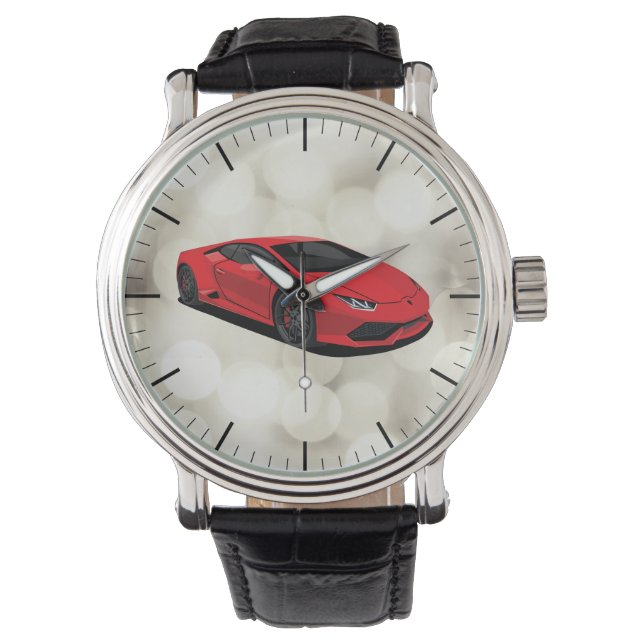 Red Supercar Wall Clock Armbandsur (Framsida)