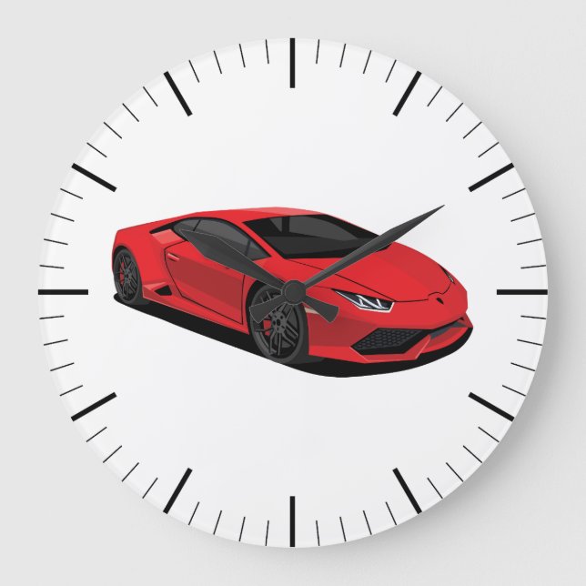 Red Supercar Wall Clock Stor Klocka (Framsida)